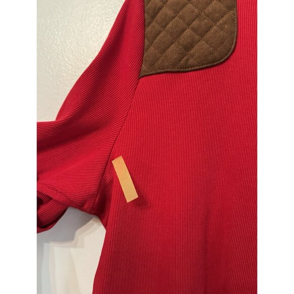 Lauren Ralph Lauren Women’s 2X Red Top Brown Shoulder Patch Equestrian Country - Picture 9 of 10